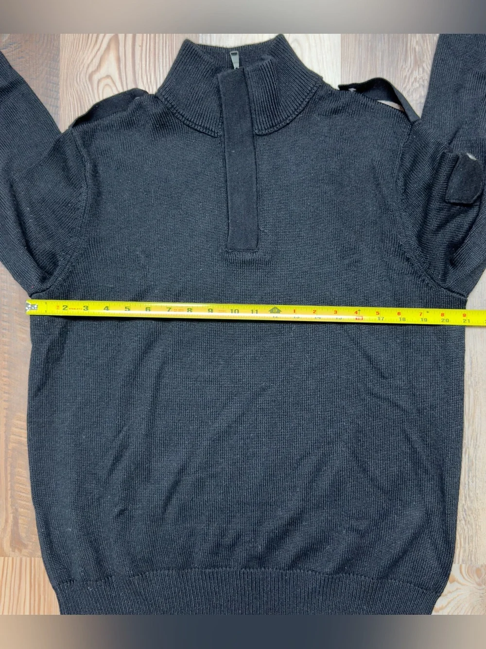 Banana Republic Men Large Italian Yarn Half Zip Tactical Military Sweater Black